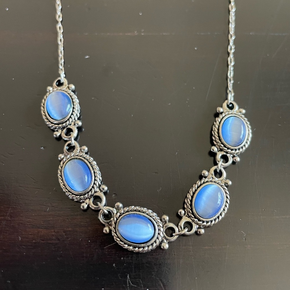 La Belle Vie Silver Necklace with Blue Rose Quartz